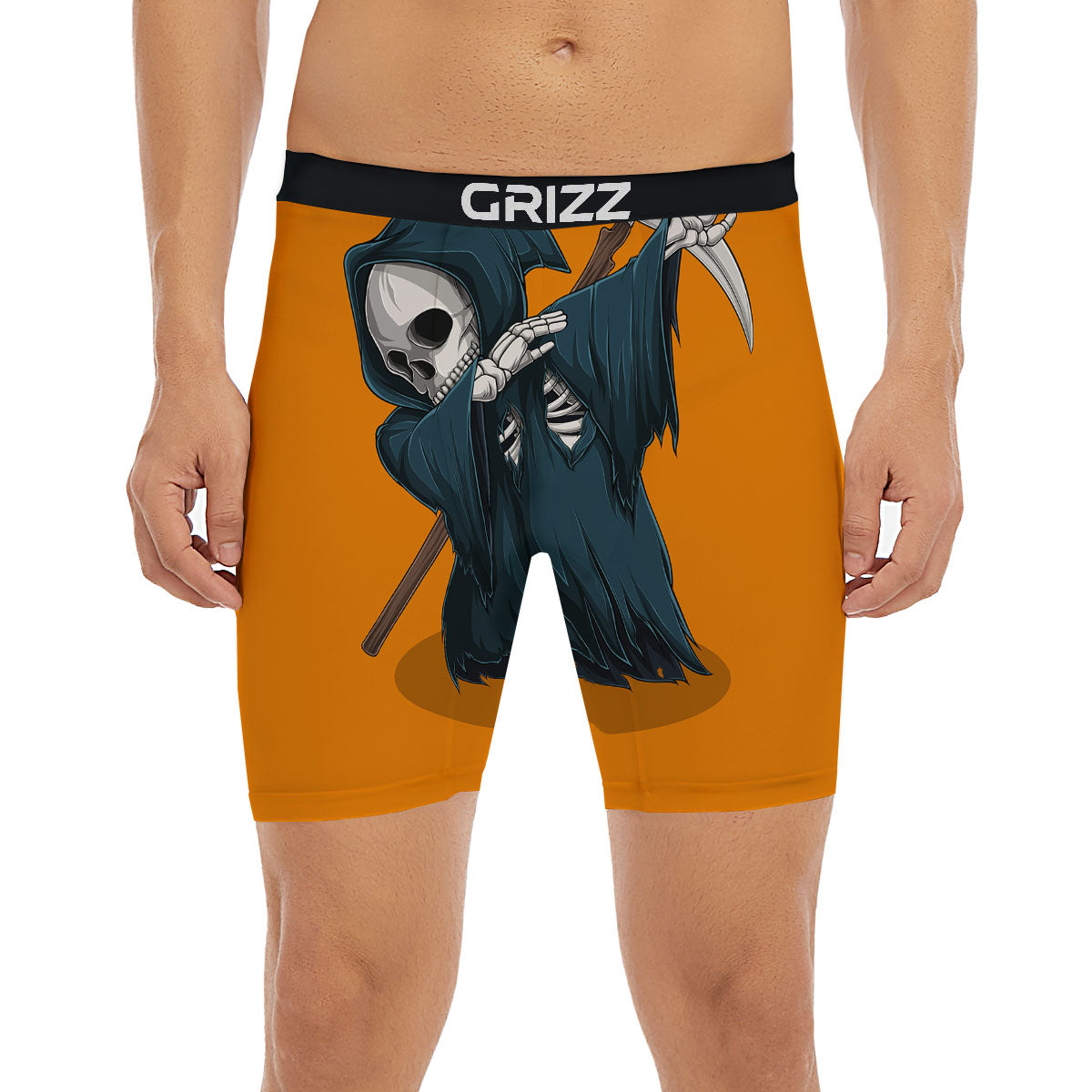 Grim Reaper Skeleton Dap Print Boxer Briefs-grizzshop