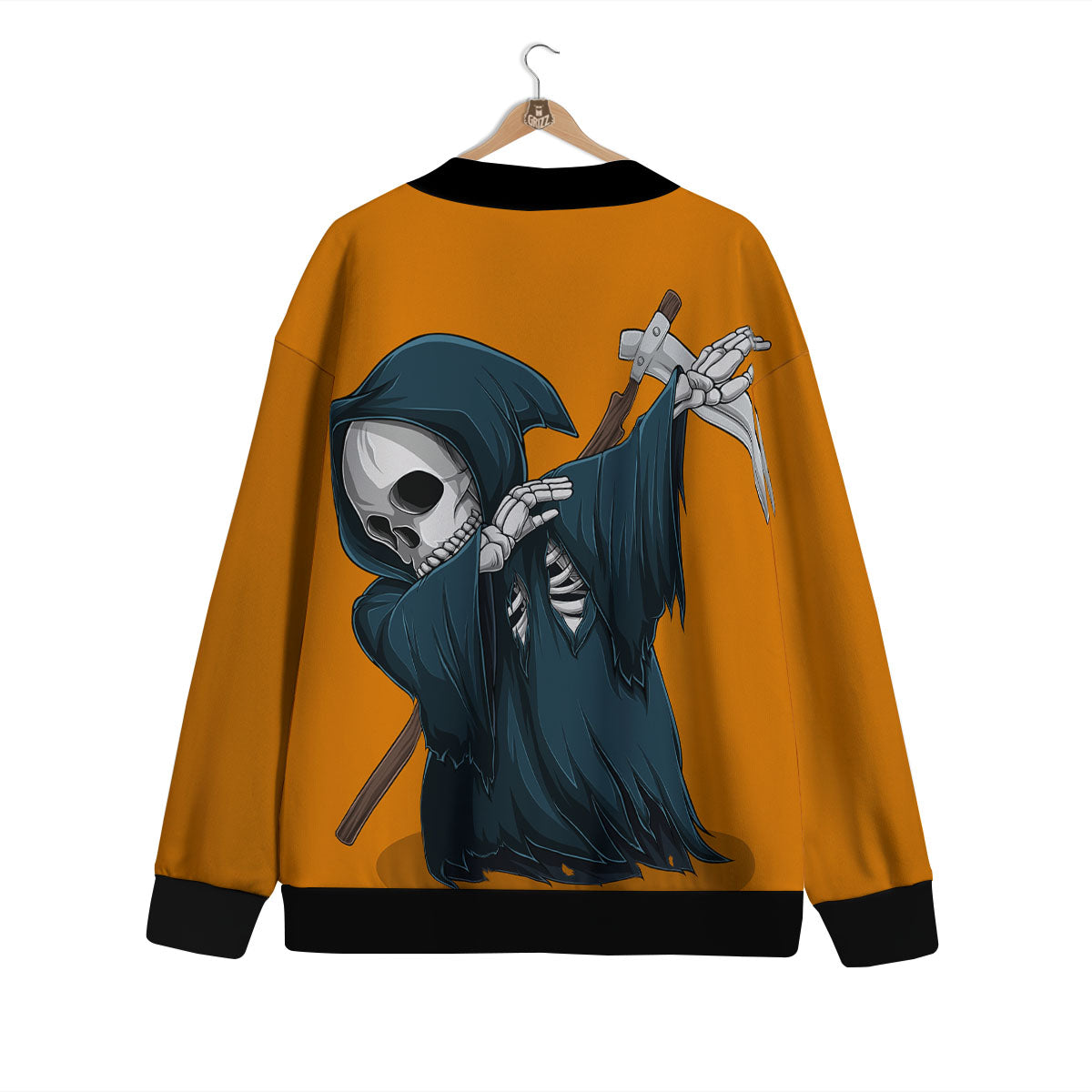 Grim Reaper Skeleton Dap Print Cardigan-grizzshop