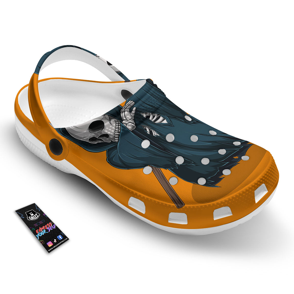 Grim Reaper Skeleton Dap Print Clog-grizzshop