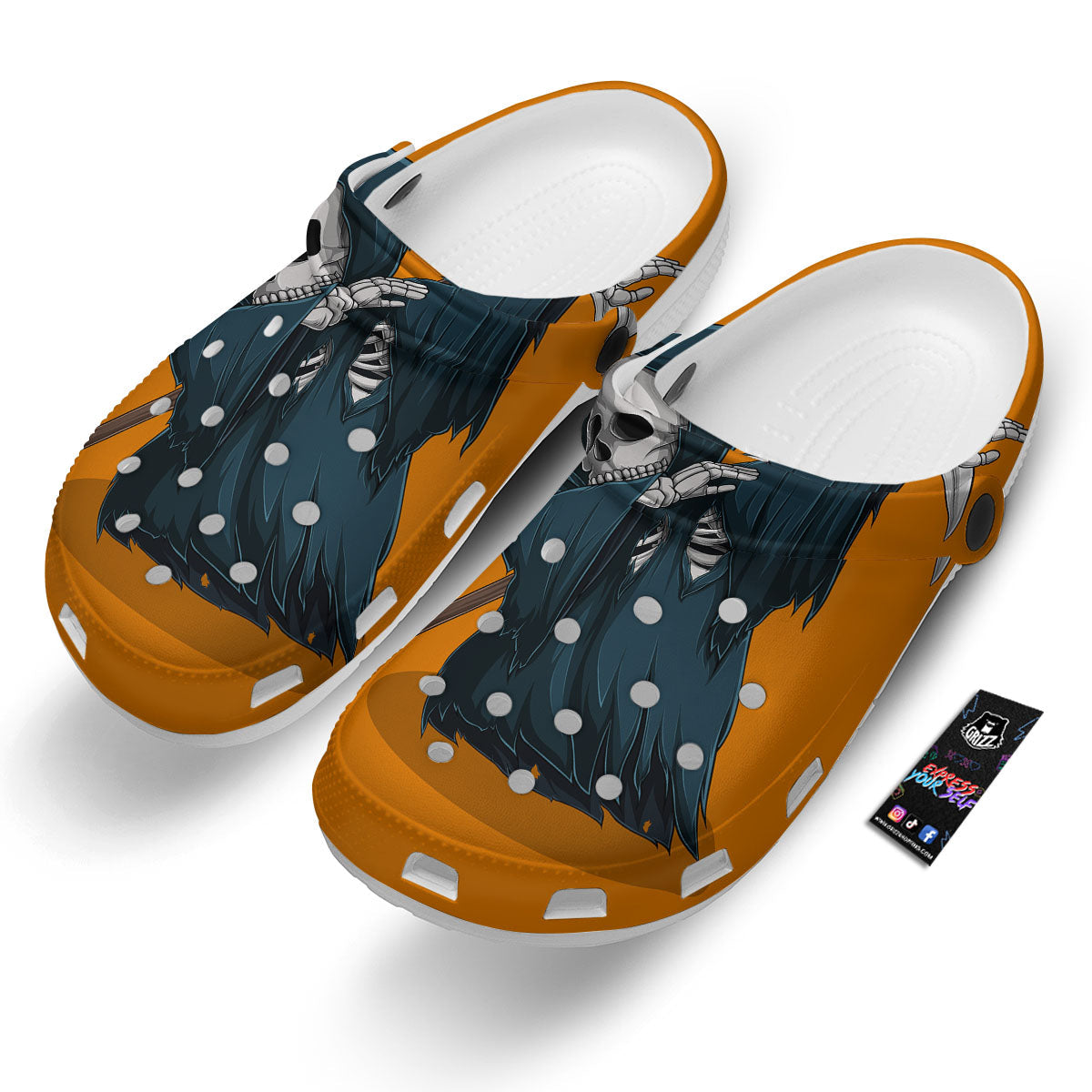Grim Reaper Skeleton Dap Print Clog-grizzshop