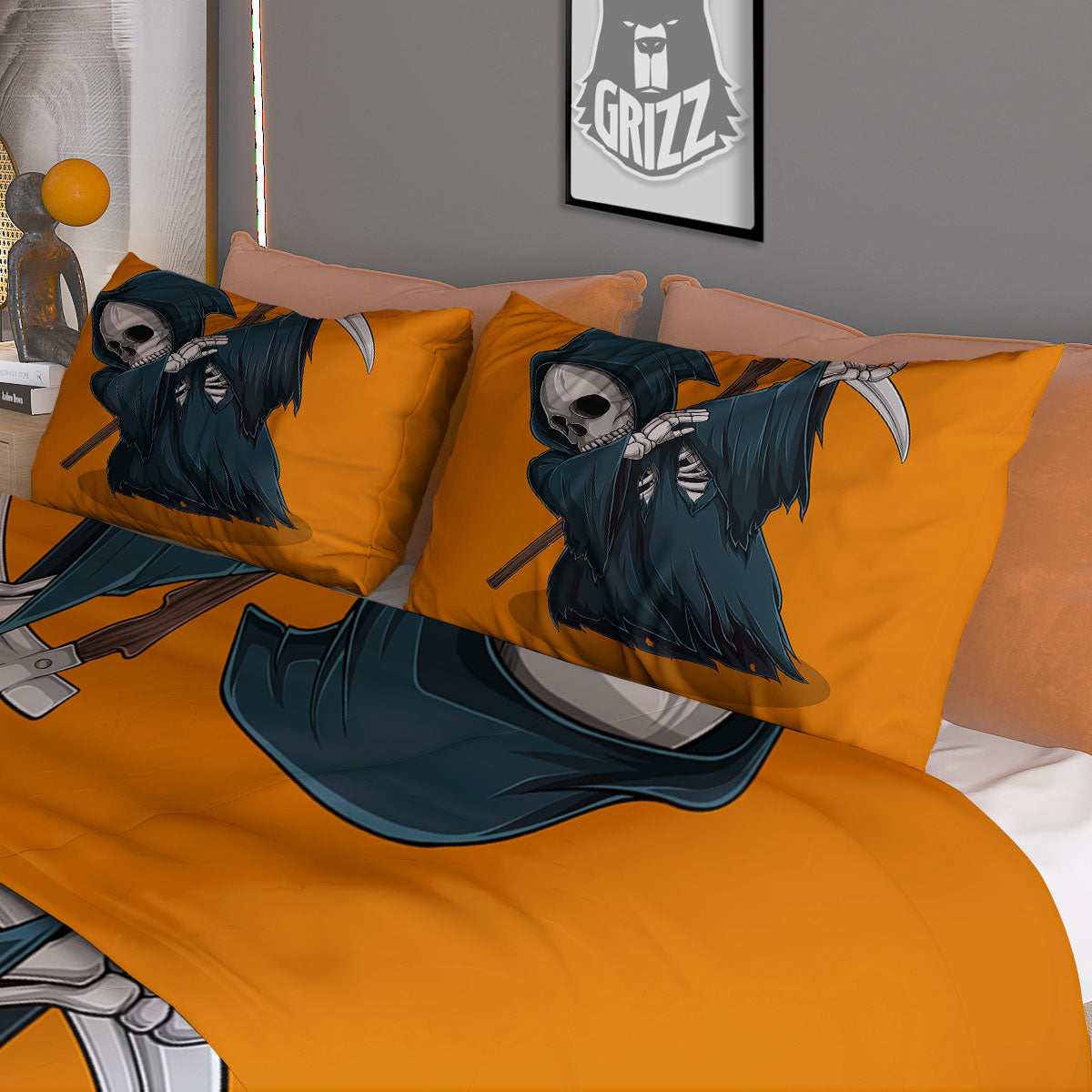 Grim Reaper Skeleton Dap Print Duvet Cover Bedding Set