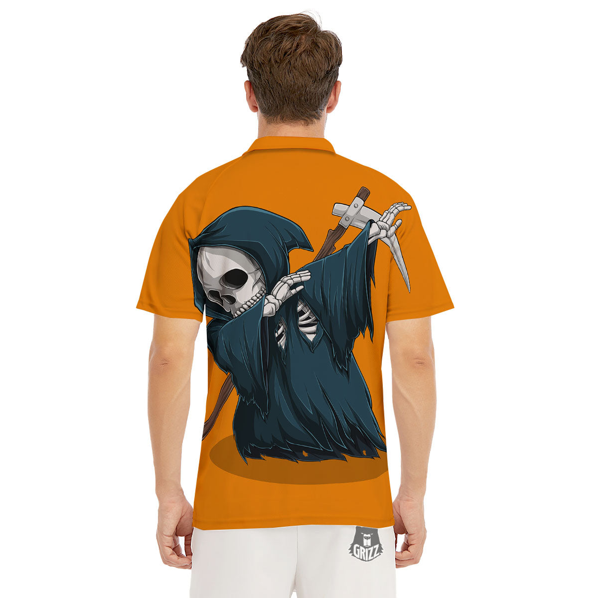 Grim Reaper Skeleton Dap Print Men's Golf Shirts-grizzshop