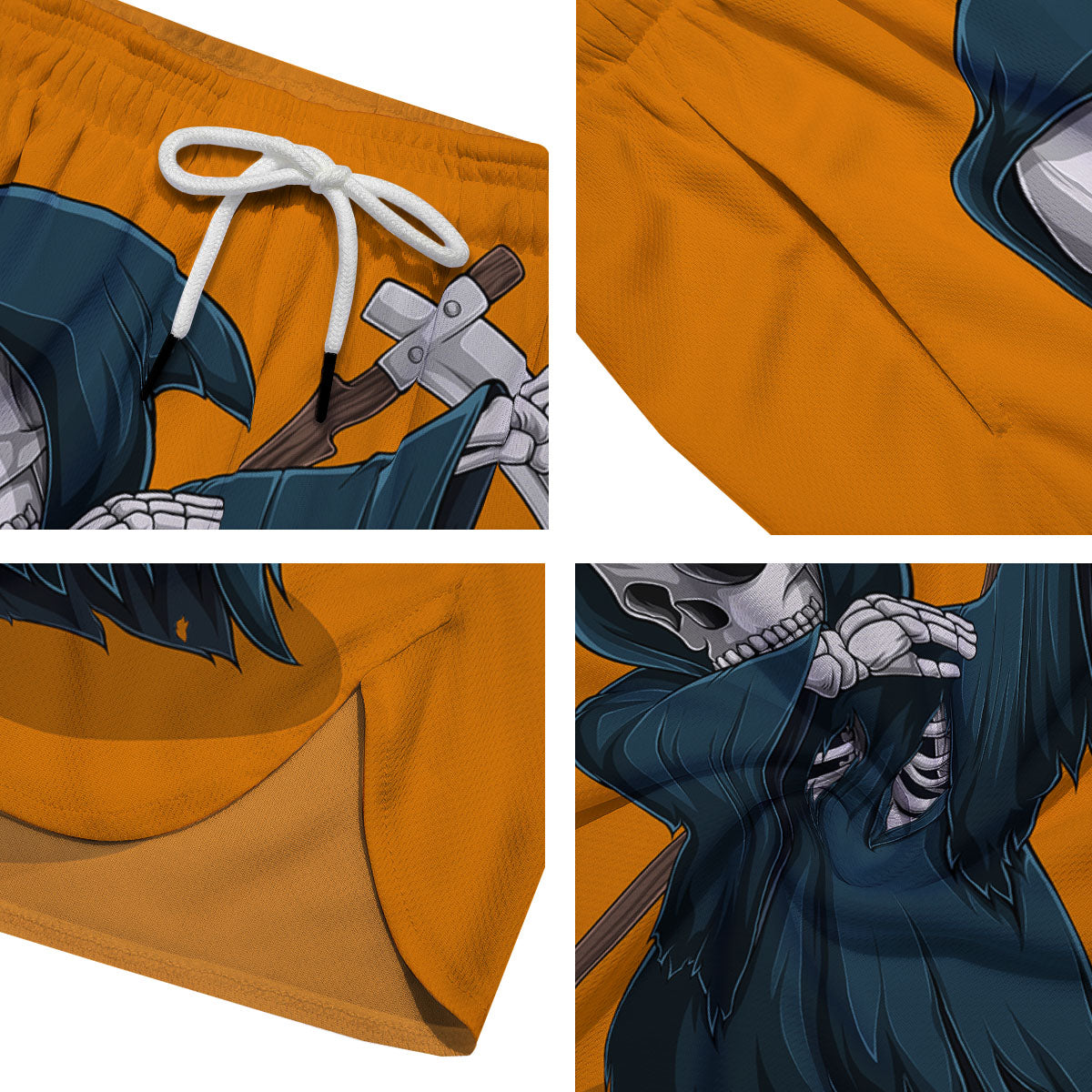 Grim Reaper Skeleton Dap Print Men's Running Shorts-grizzshop