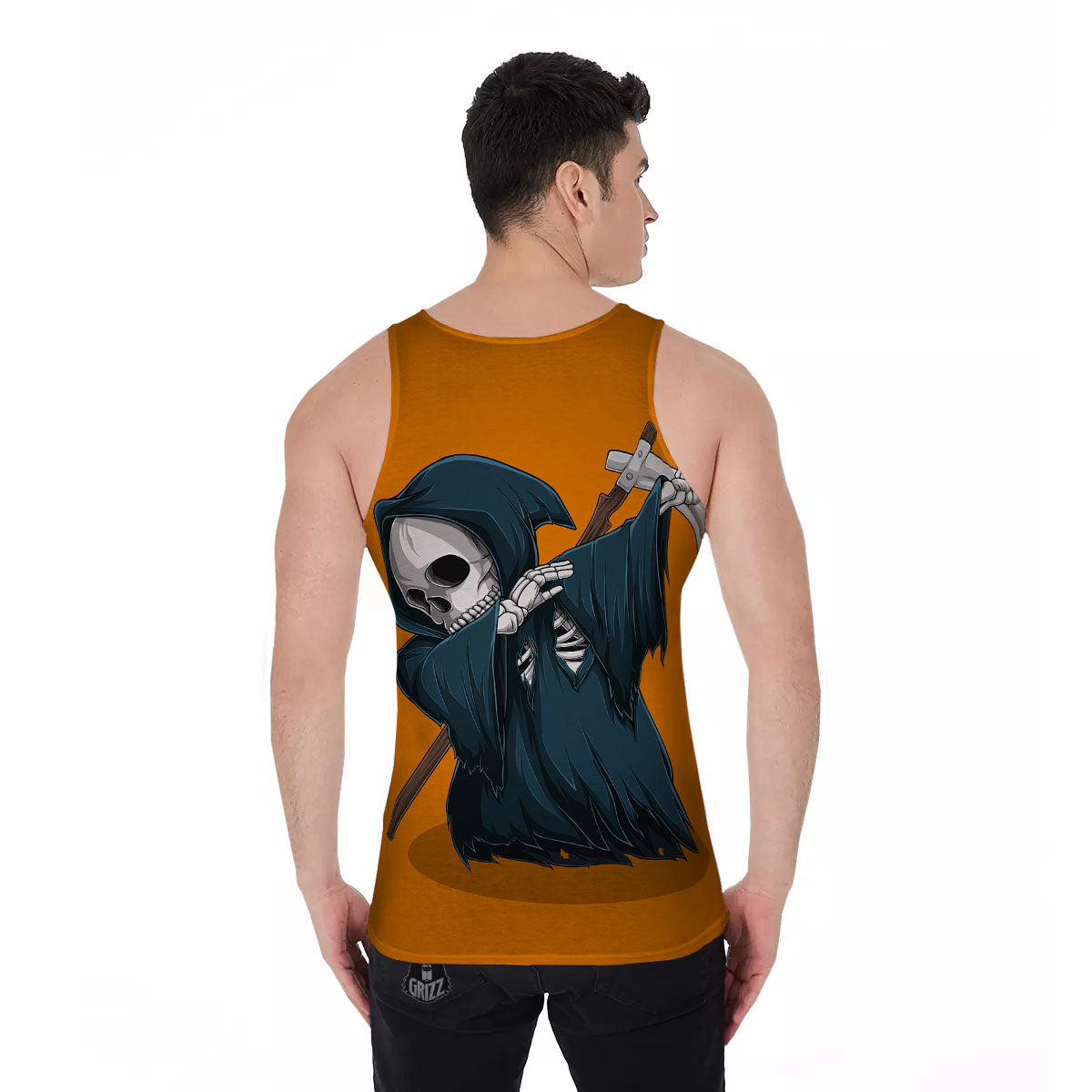 Grim Reaper Skeleton Dap Print Men's Tank Top-grizzshop