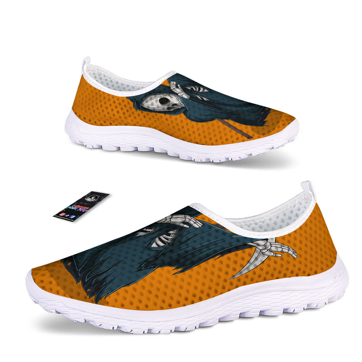 Grim Reaper Skeleton Dap Print Nurse Shoes-grizzshop