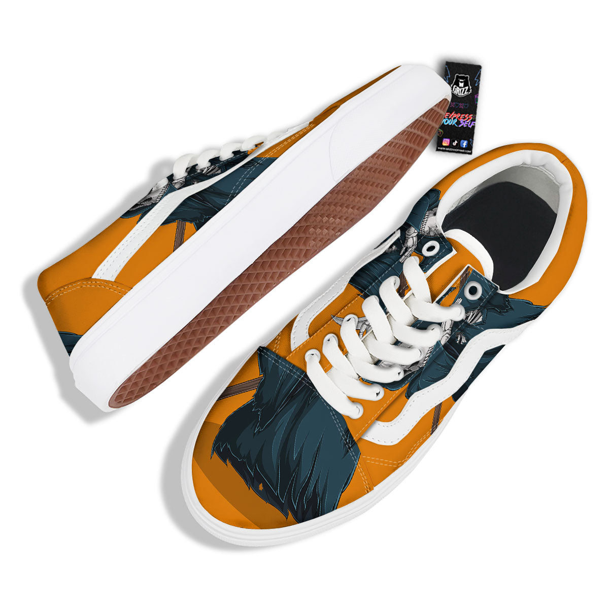 Grim Reaper Skeleton Dap Print Skate Shoes-grizzshop