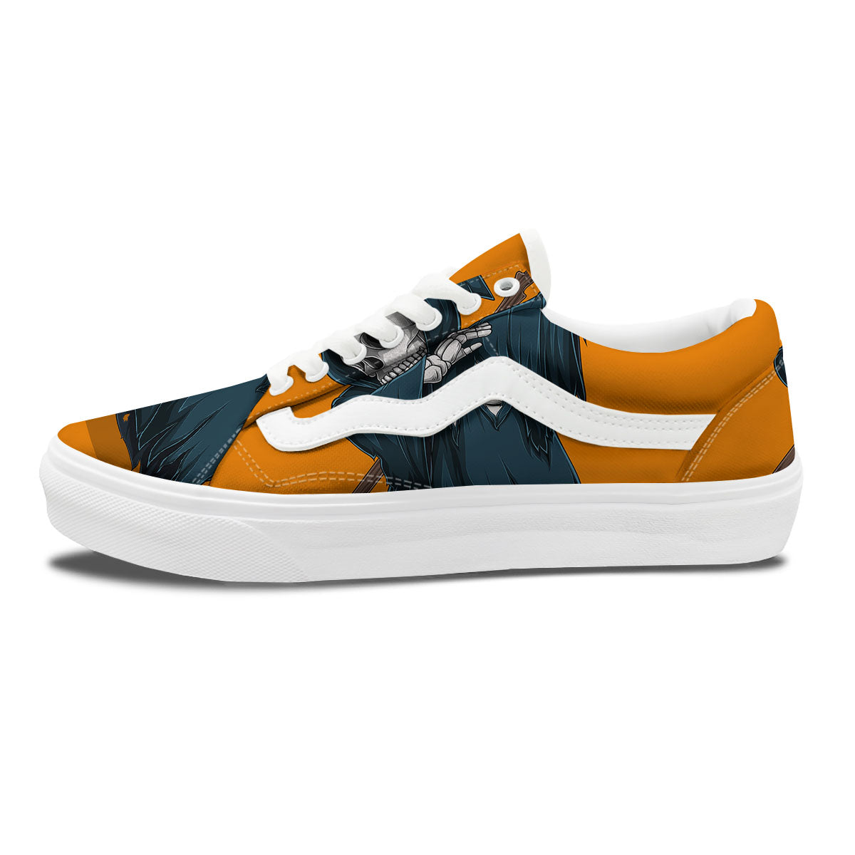 Grim Reaper Skeleton Dap Print Skate Shoes-grizzshop