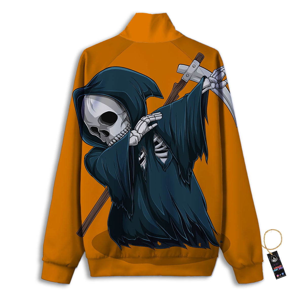 Grim Reaper Skeleton Dap Print Track Jacket-grizzshop
