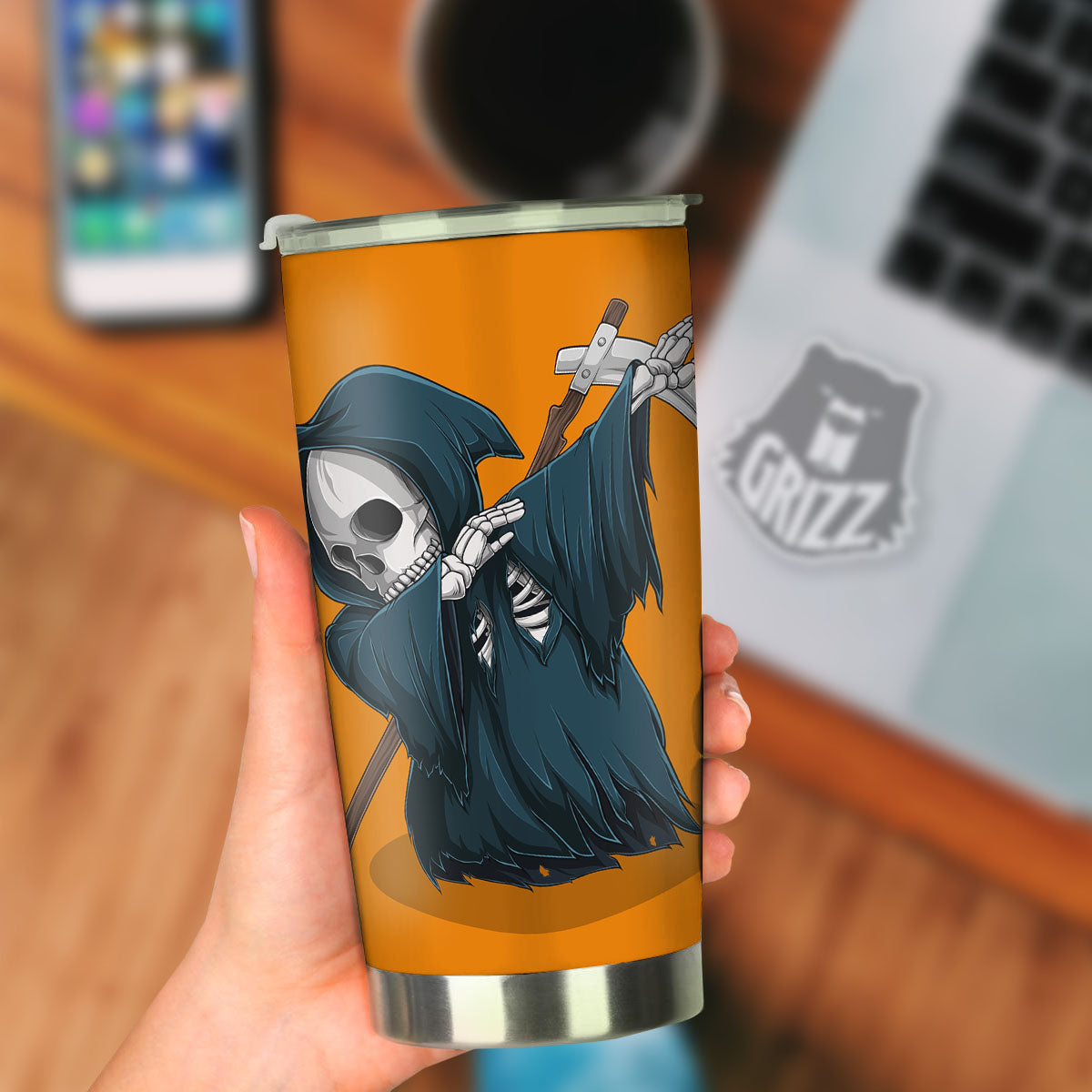 Grim Reaper Skeleton Dap Print Tumbler-grizzshop