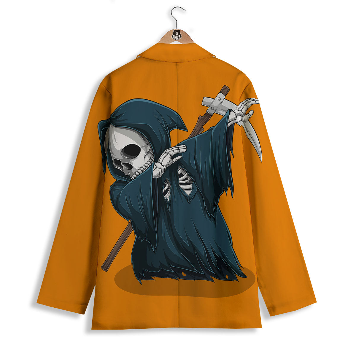 Grim Reaper Skeleton Dap Print Women's Blazer-grizzshop