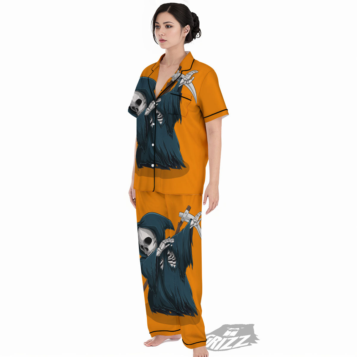 Grim Reaper Skeleton Dap Print Women's Pajamas Set-grizzshop