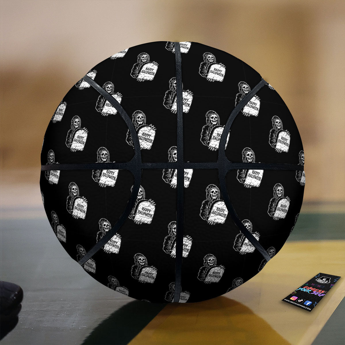 Grim Reaper Halloween Print Pattern Basketball