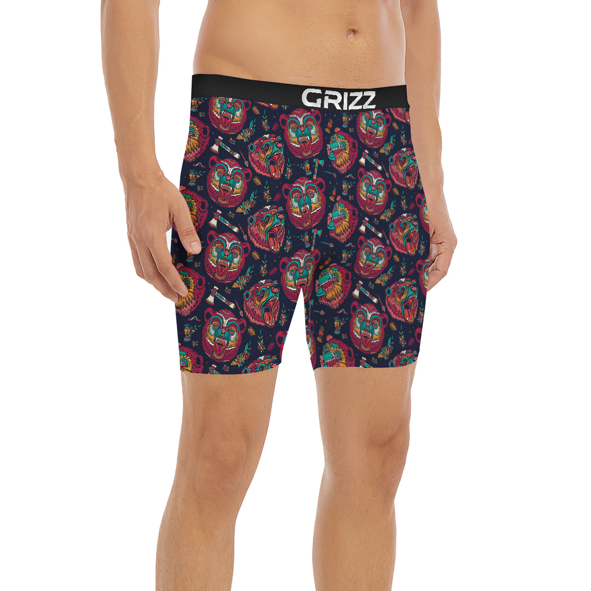 Grizz Bear Oldschool Tattoo Print Pattern Boxer Briefs-grizzshop