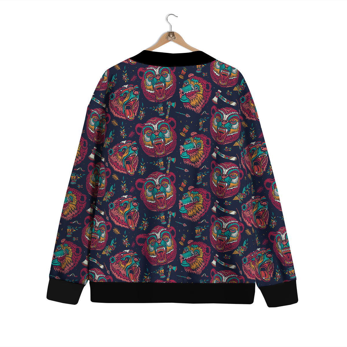 Grizz Bear Oldschool Tattoo Print Pattern Cardigan-grizzshop