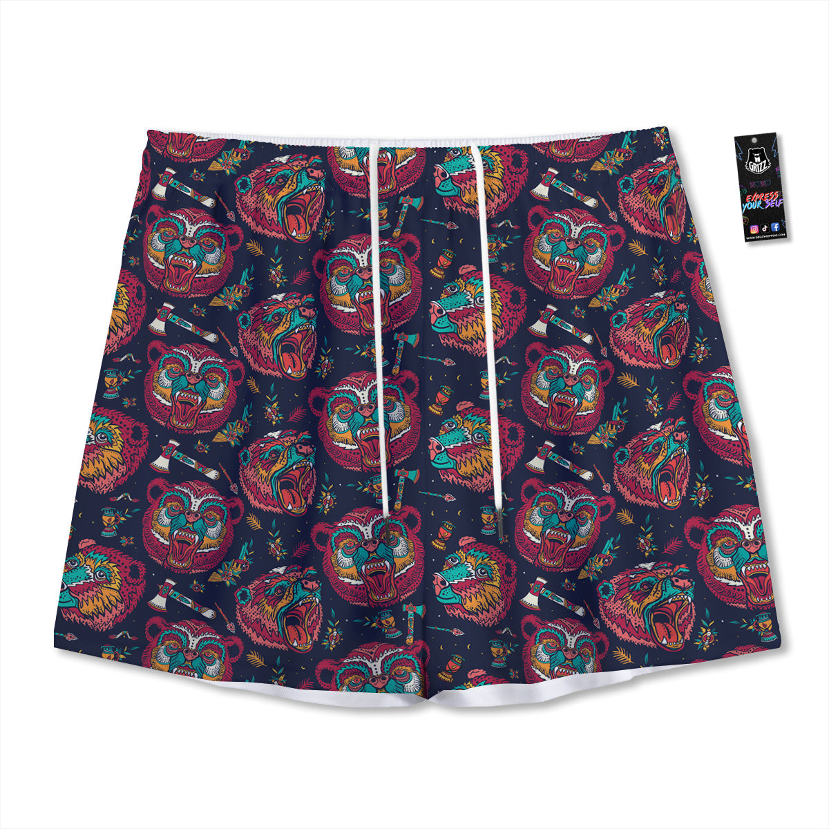 Hunting Camouflage Fall Leaves Print Mesh Shorts