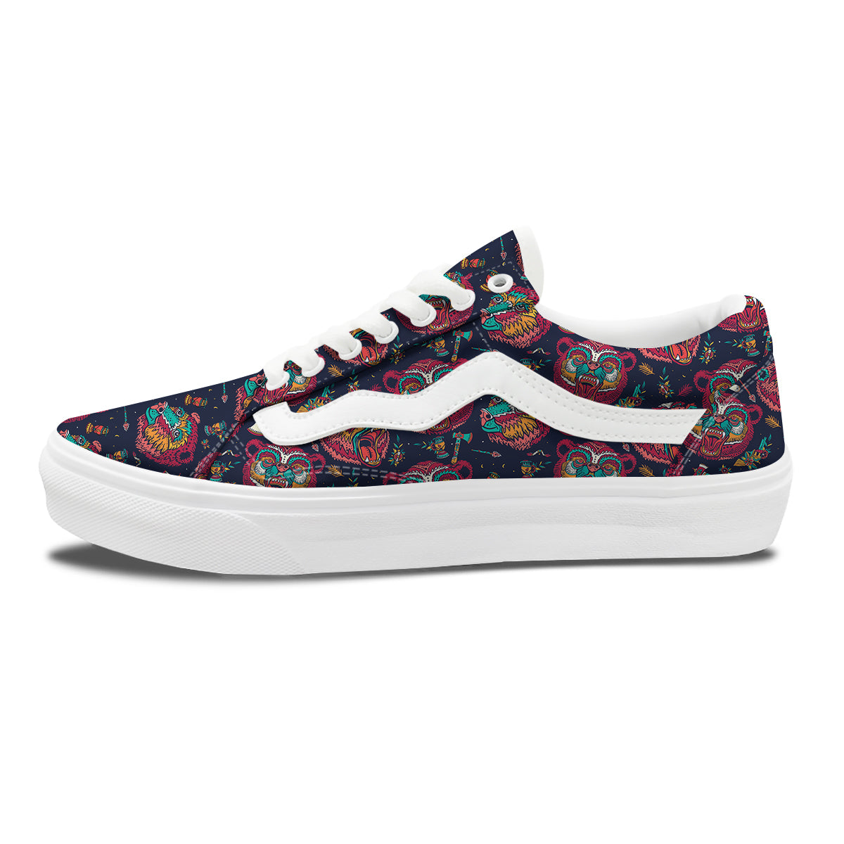 Grizz Bear Oldschool Tattoo Print Pattern Skate Shoes-grizzshop