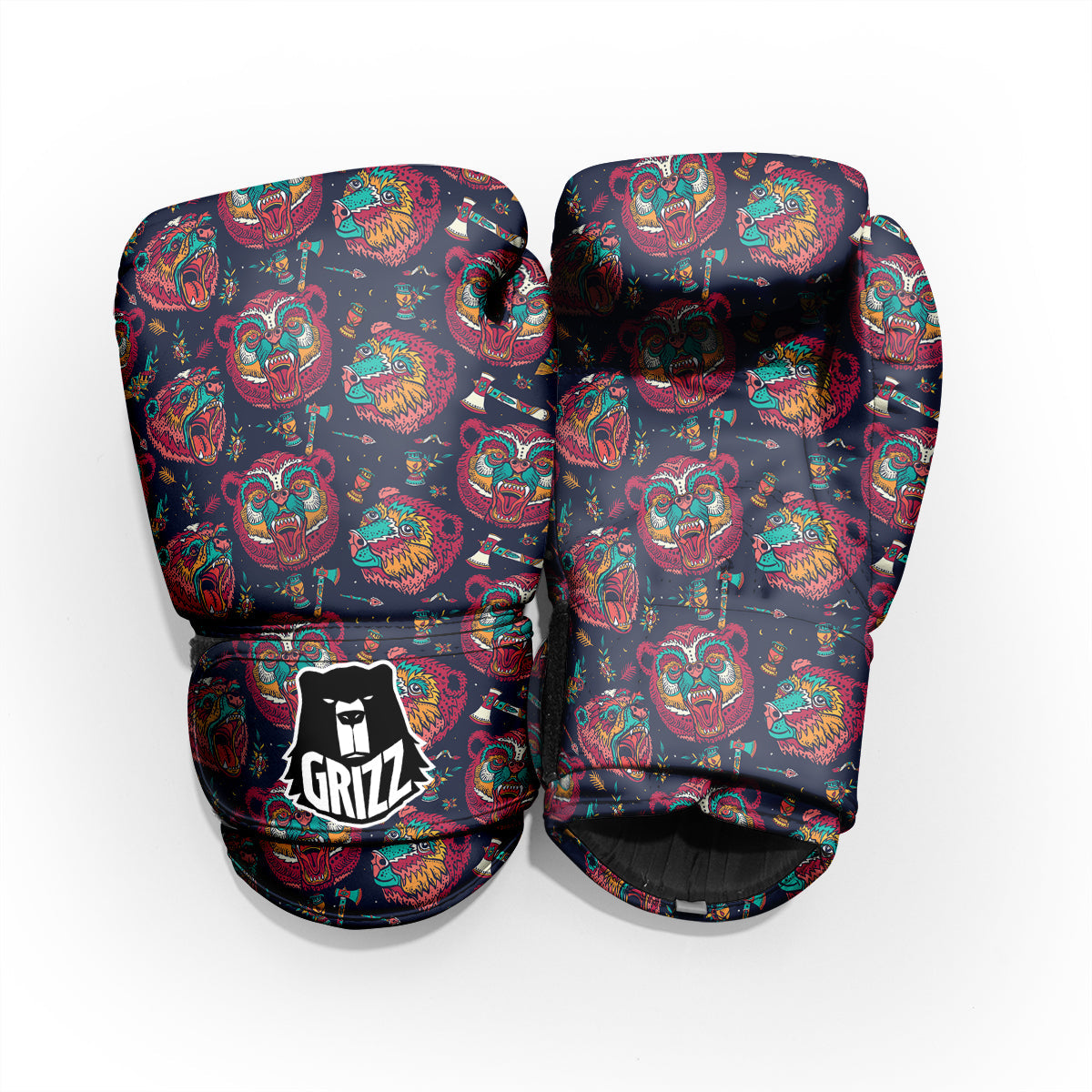 Grizz Bear Oldschool Tattoo Print Pattern Pro Boxing Glove
