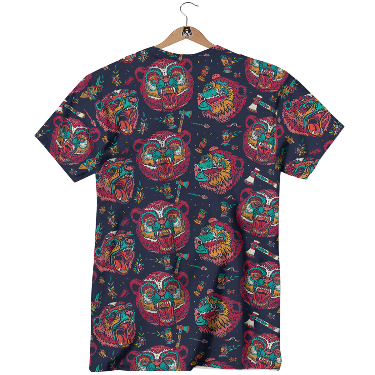 Grizz Bear Oldschool Tattoo Print Pattern T-Shirt-grizzshop