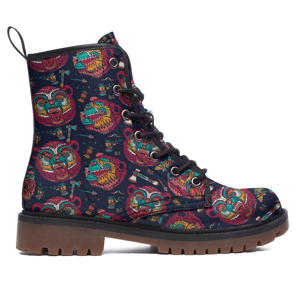 Grizz Bear Oldschool Tattoo Print Pattern Work Boots-grizzshop