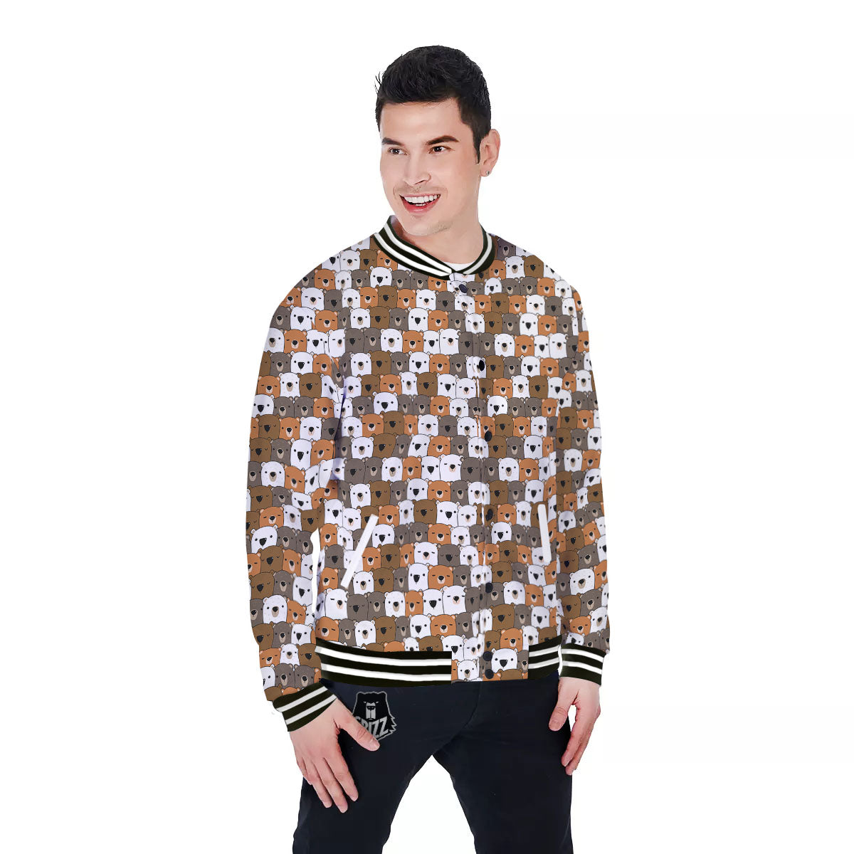 Grizzly Bear Cute Baby Print Pattern Baseball Jacket-grizzshop