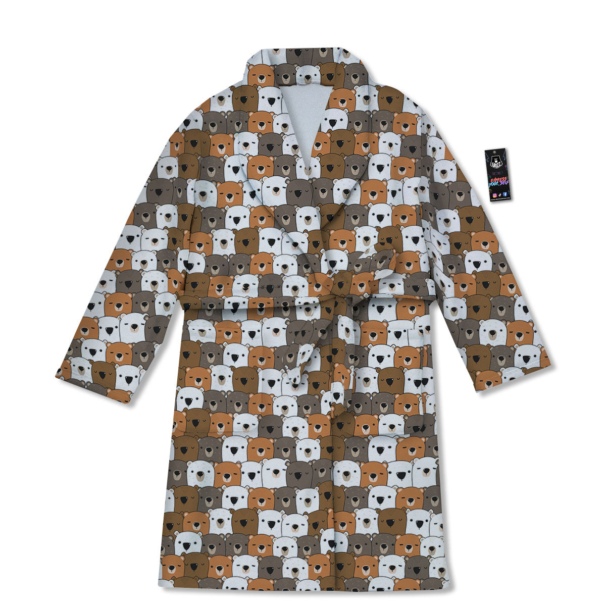 Grizzly Bear Cute Baby Print Pattern Bathrobe-grizzshop