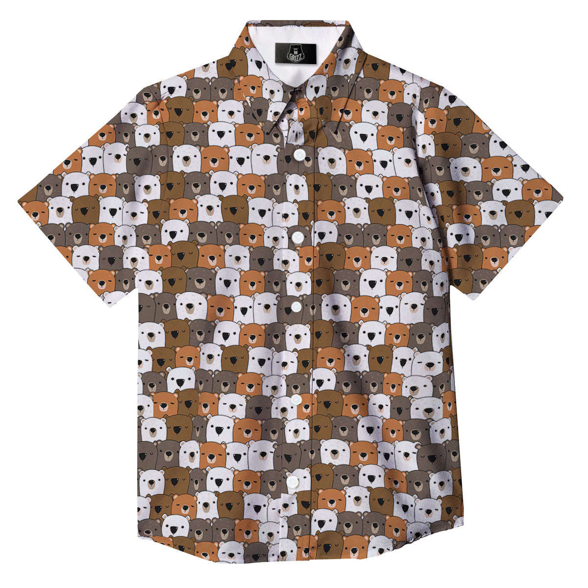 Grizzly Bear Cute Baby Print Pattern Button Up Shirt-grizzshop