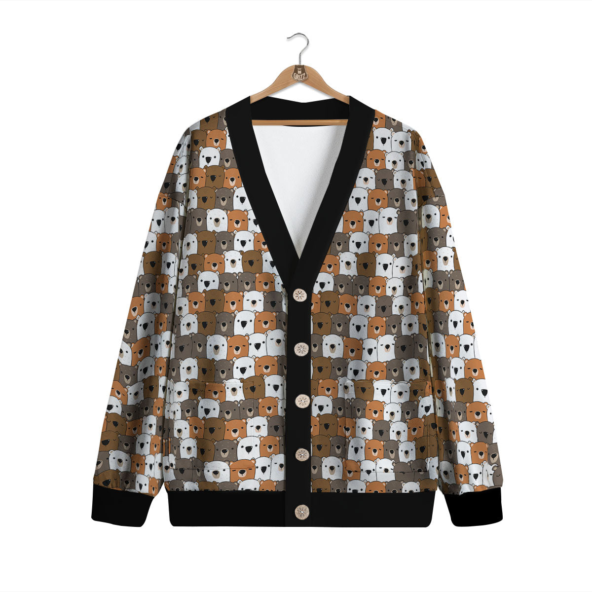 Grizzly Bear Cute Baby Print Pattern Cardigan-grizzshop