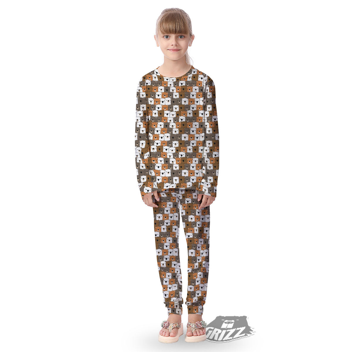 Grizzly Bear Cute Baby Print Pattern Kid's Pajamas-grizzshop