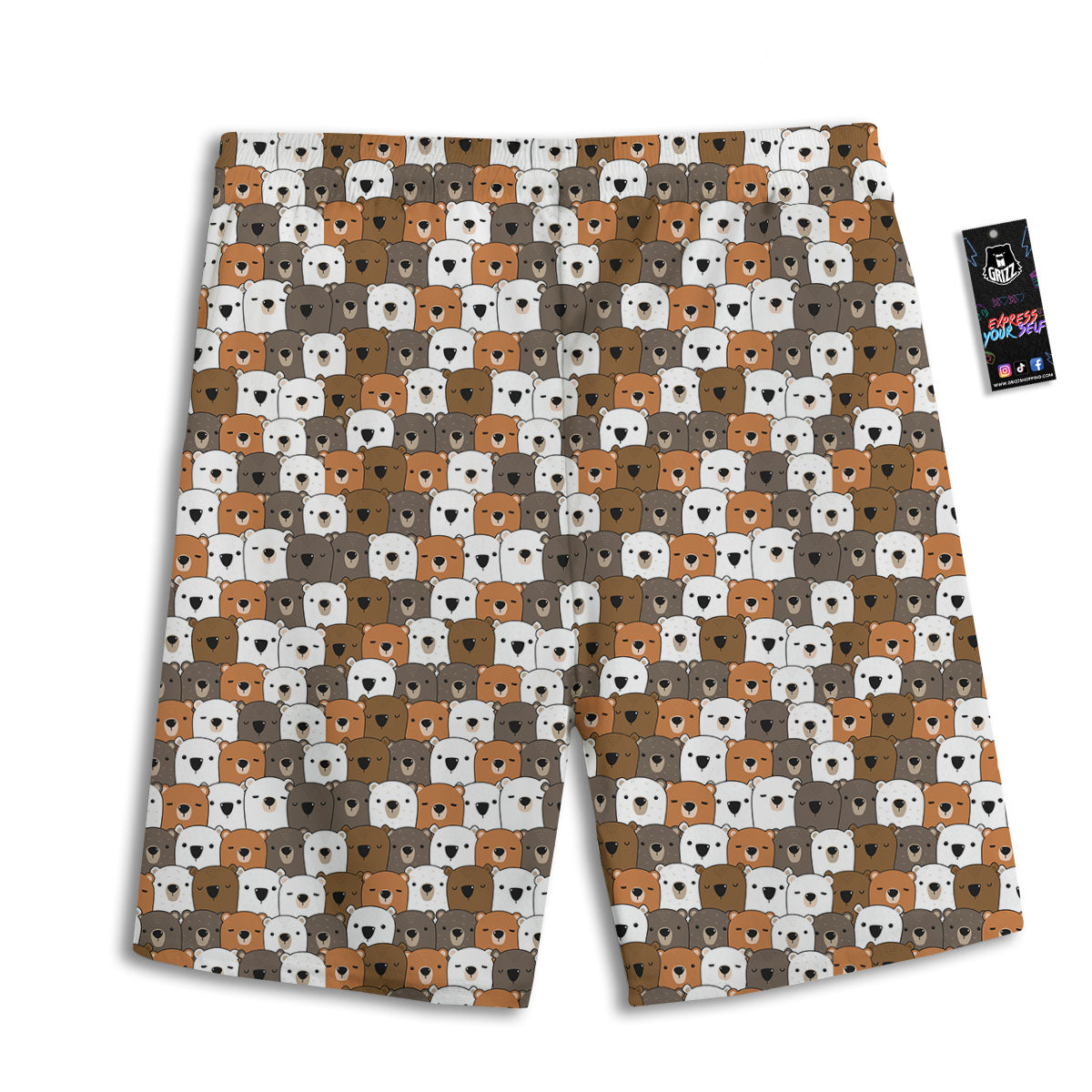 Grizzly Bear Cute Baby Print Pattern Men's Athletic Shorts