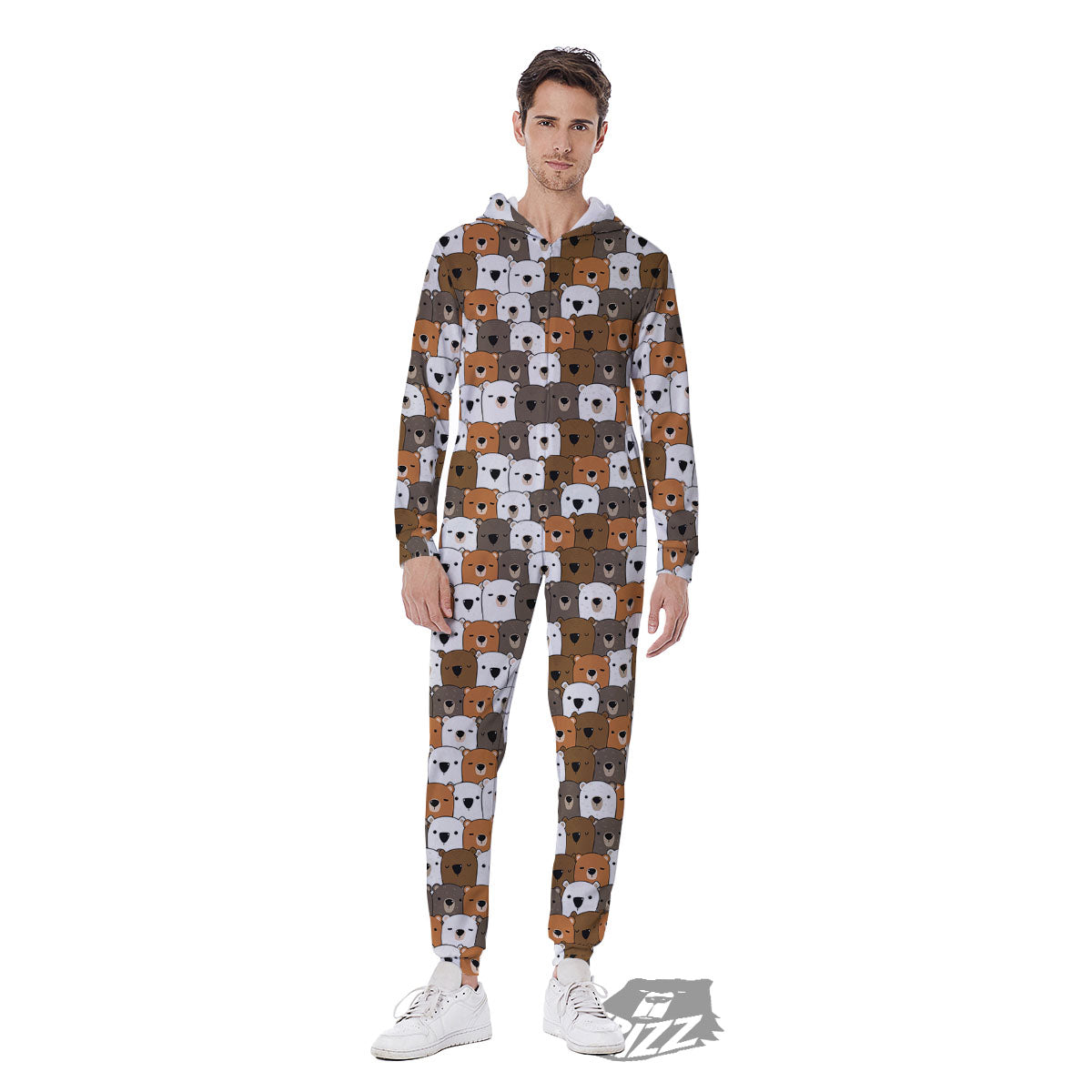 Grizzly Bear Cute Baby Print Pattern Men's Jumpsuit-grizzshop