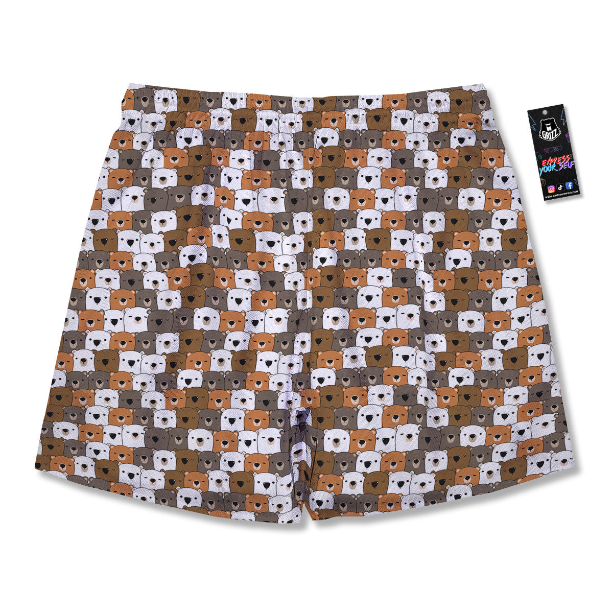 Grizzly Bear Cute Baby Print Pattern Men's Running Shorts-grizzshop