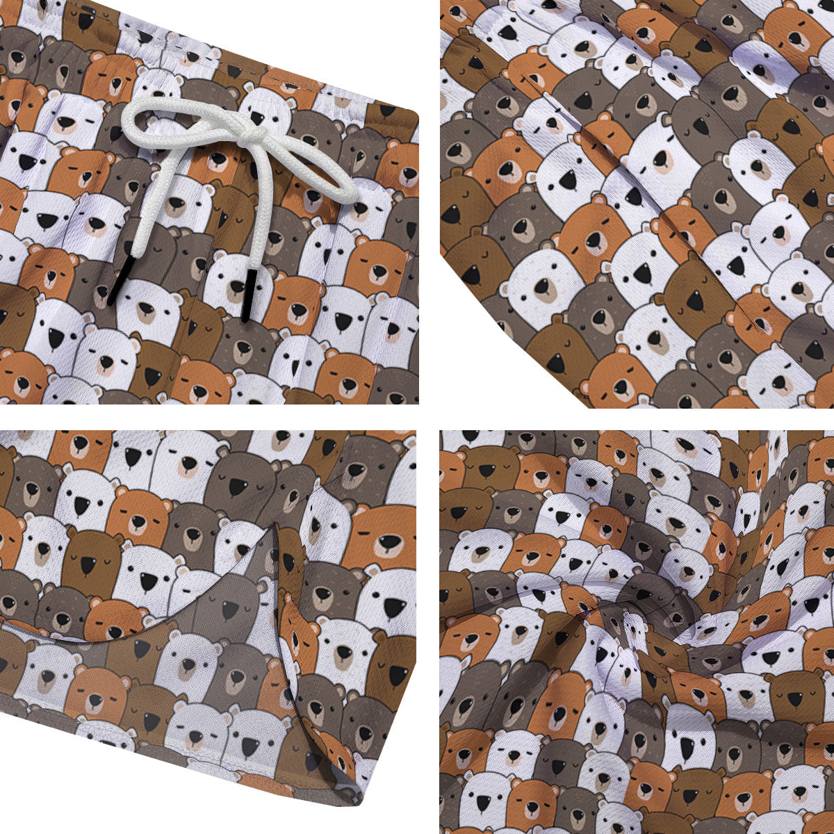 Grizzly Bear Cute Baby Print Pattern Men's Running Shorts-grizzshop