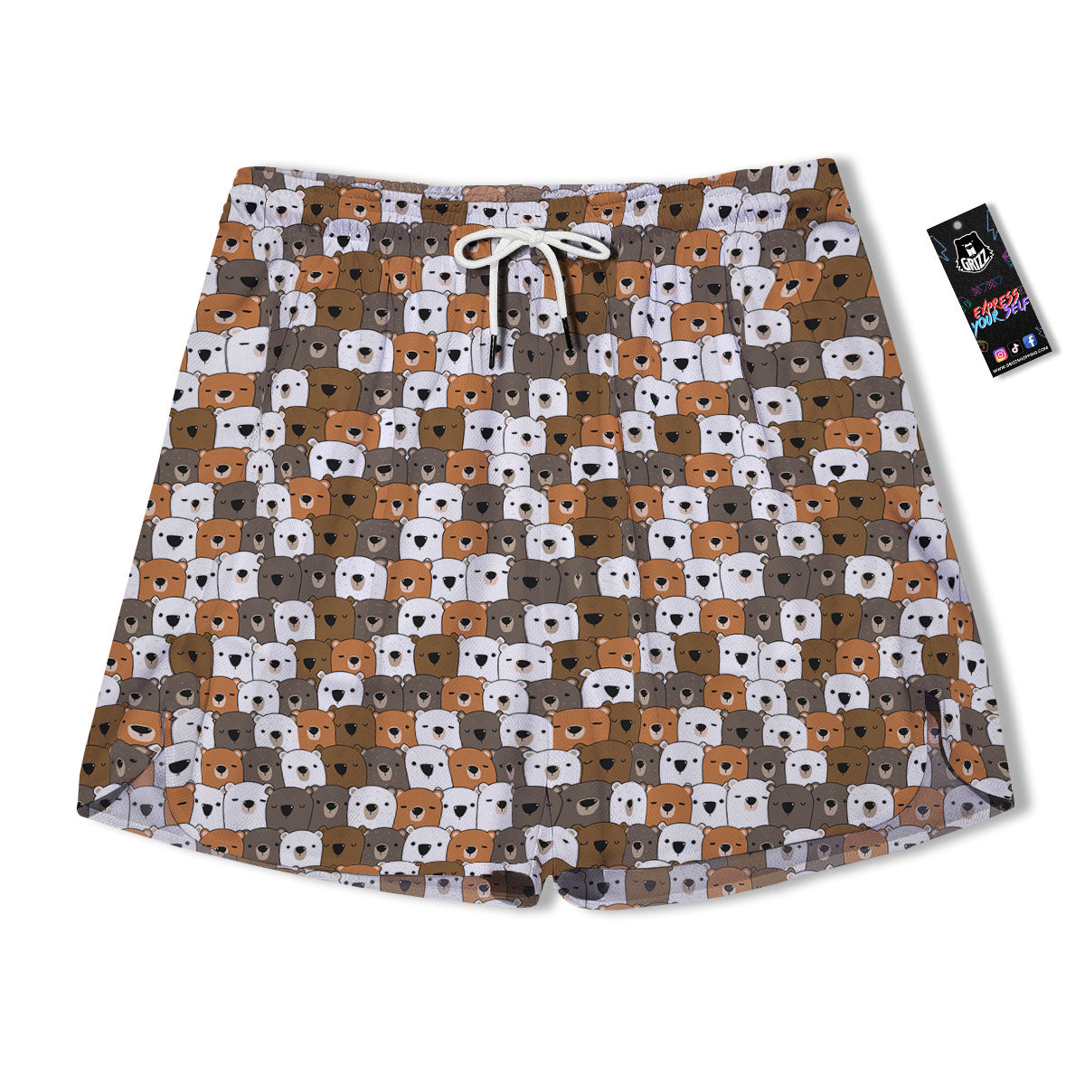 Grizzly Bear Cute Baby Print Pattern Men's Running Shorts-grizzshop