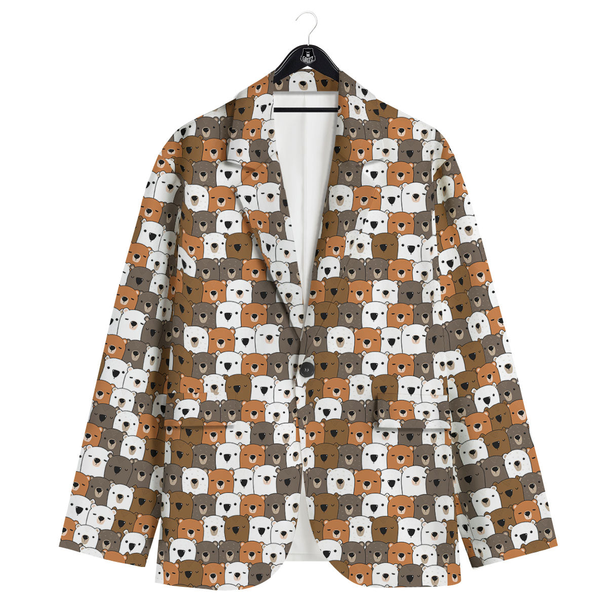Grizzly Bear Cute Baby Print Pattern Men's Sport Coat-grizzshop