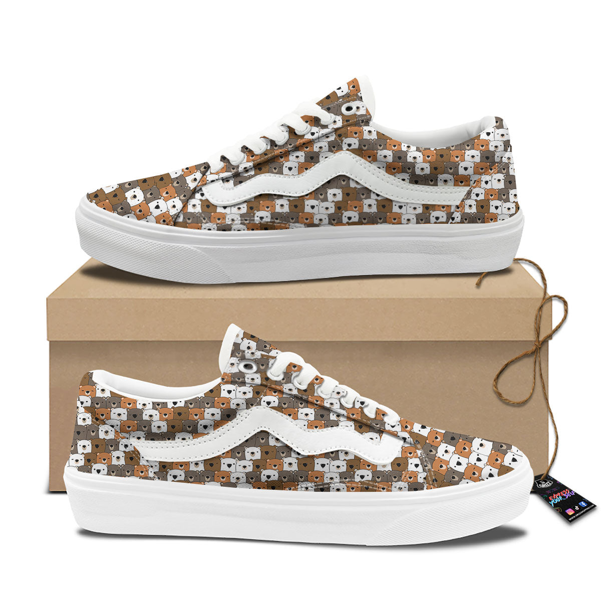 Grizzly Bear Cute Baby Print Pattern Skate Shoes-grizzshop
