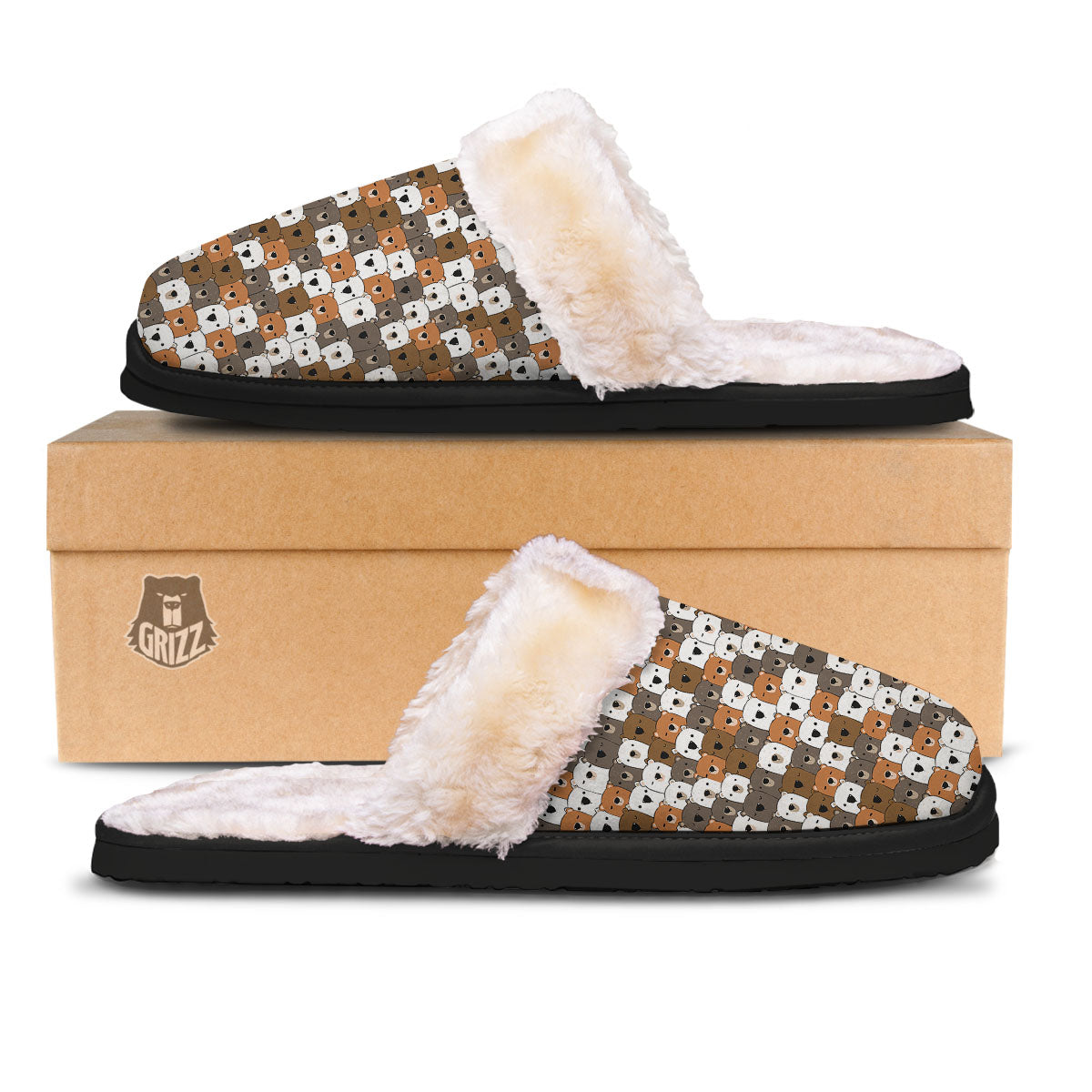 Grizzly Bear Cute Baby Print Pattern Slippers-grizzshop