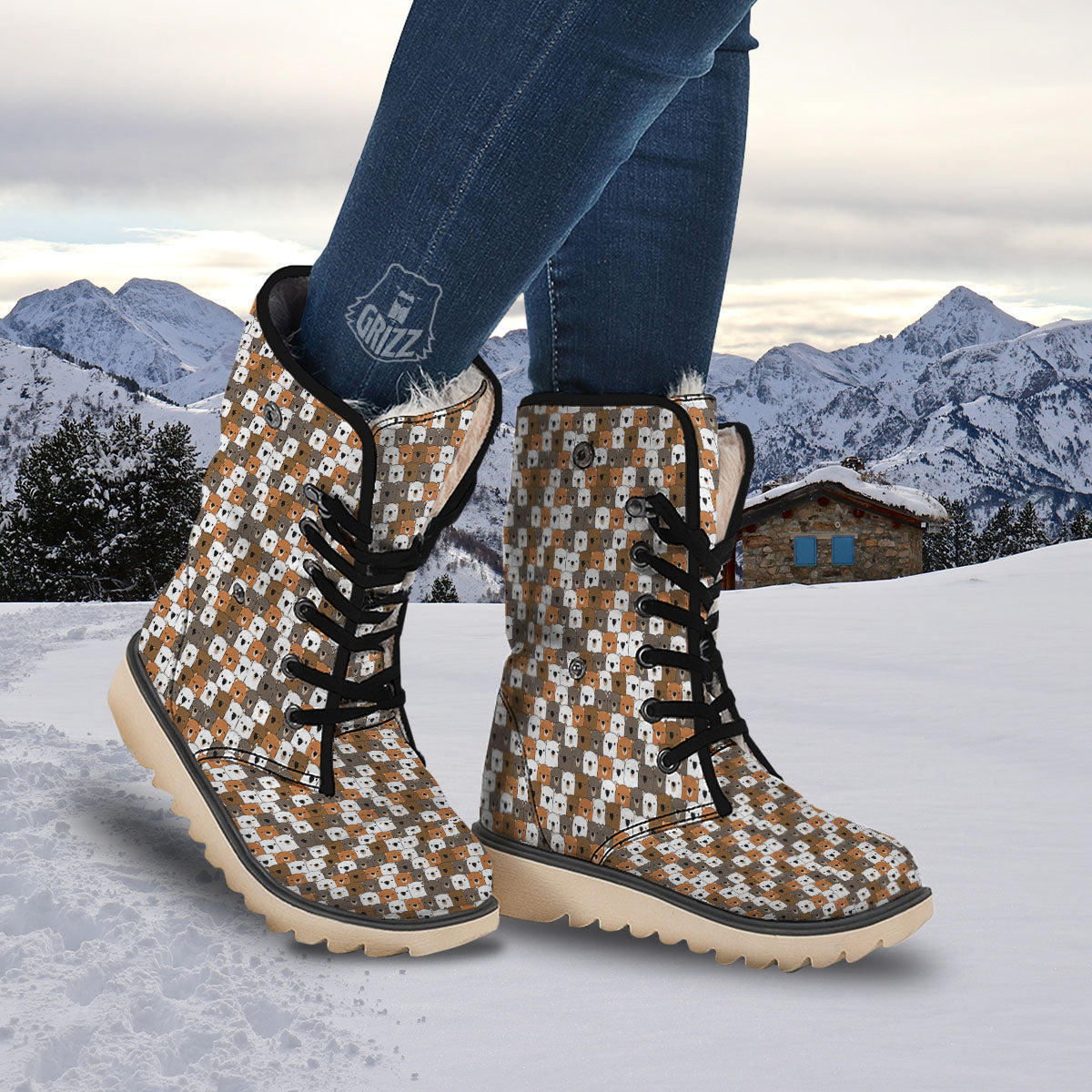 Grizzly Bear Cute Baby Print Pattern Snow Boots-grizzshop