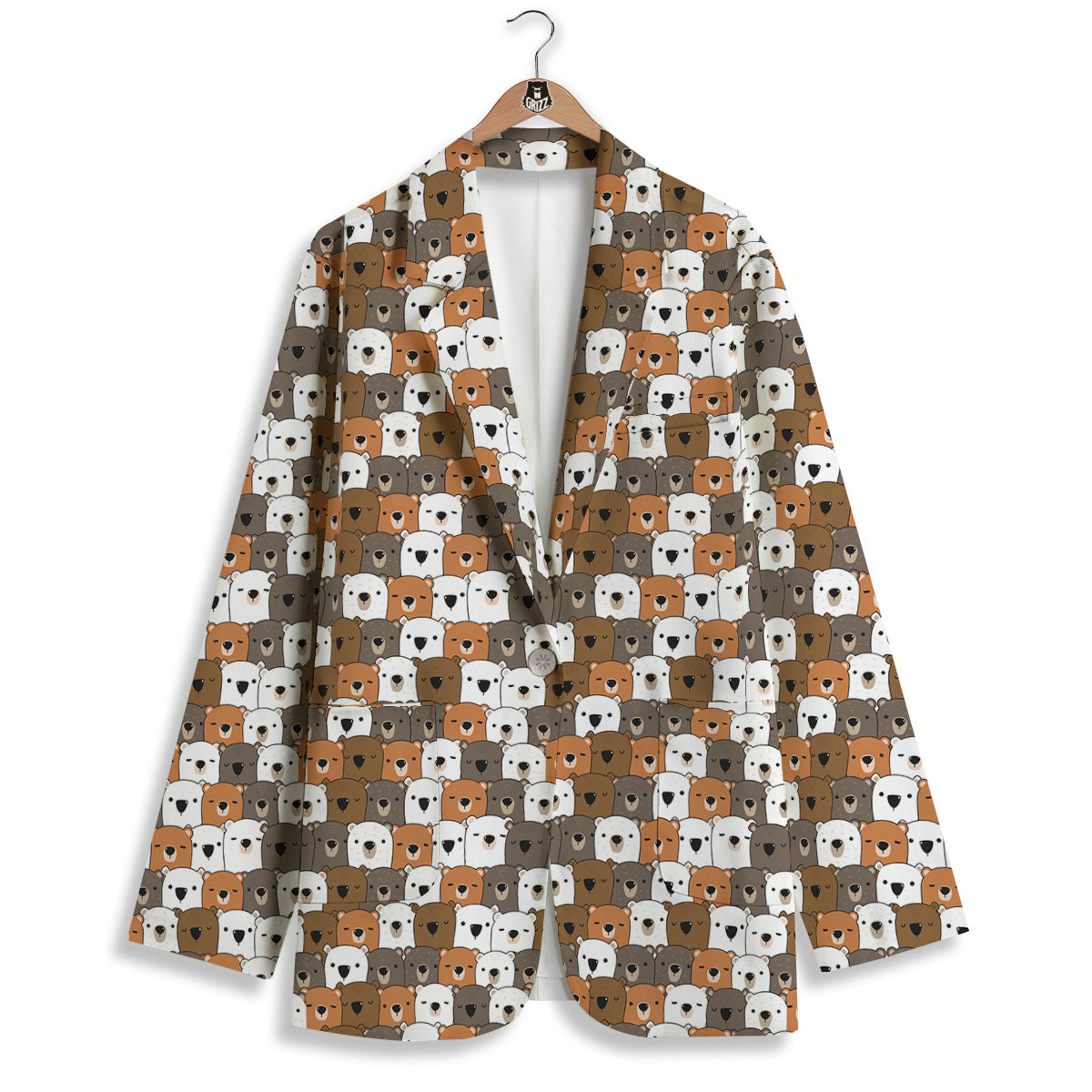 Grizzly Bear Cute Baby Print Pattern Women's Blazer-grizzshop