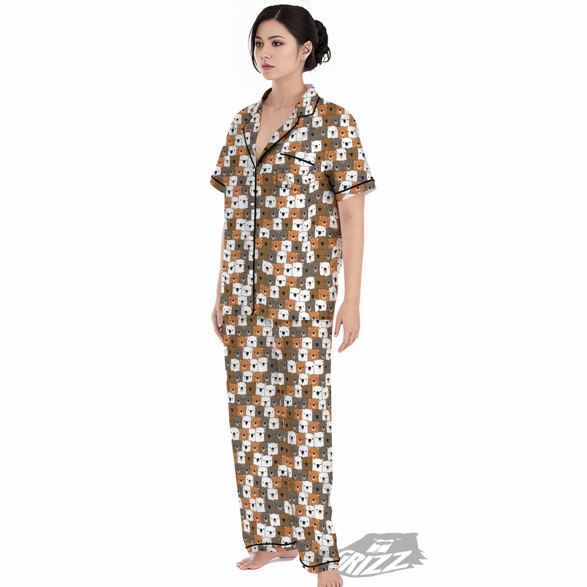 Grizzly Bear Cute Baby Print Pattern Women's Pajamas Set-grizzshop