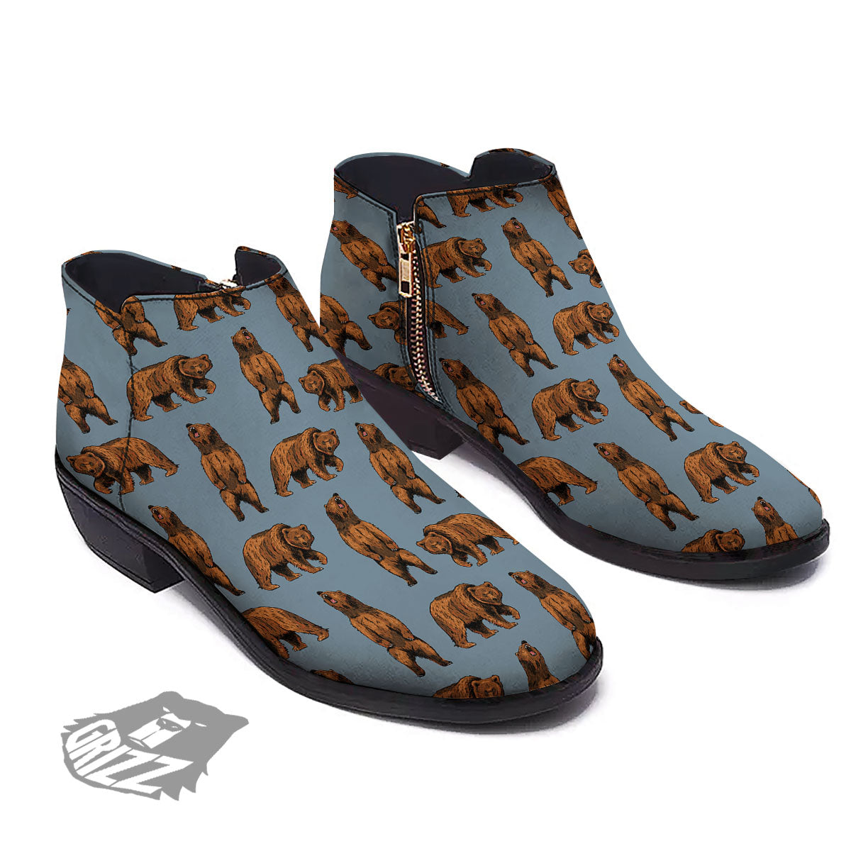 Grizzly Bear Print Pattern Ankle Boots-grizzshop
