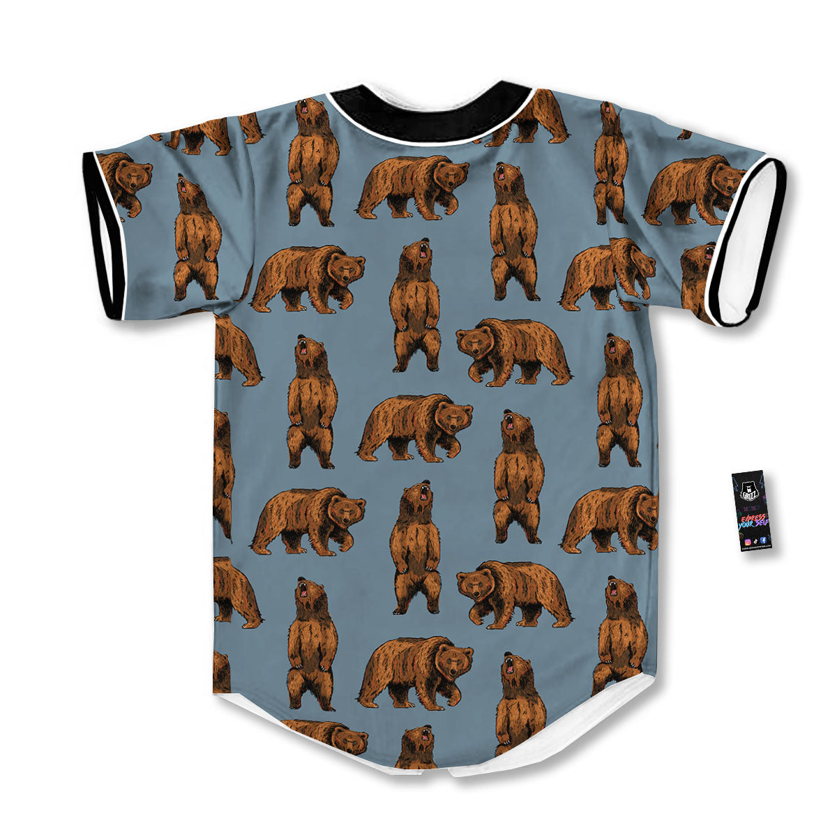 Grizzly Bear Print Pattern Baseball Jersey-grizzshop
