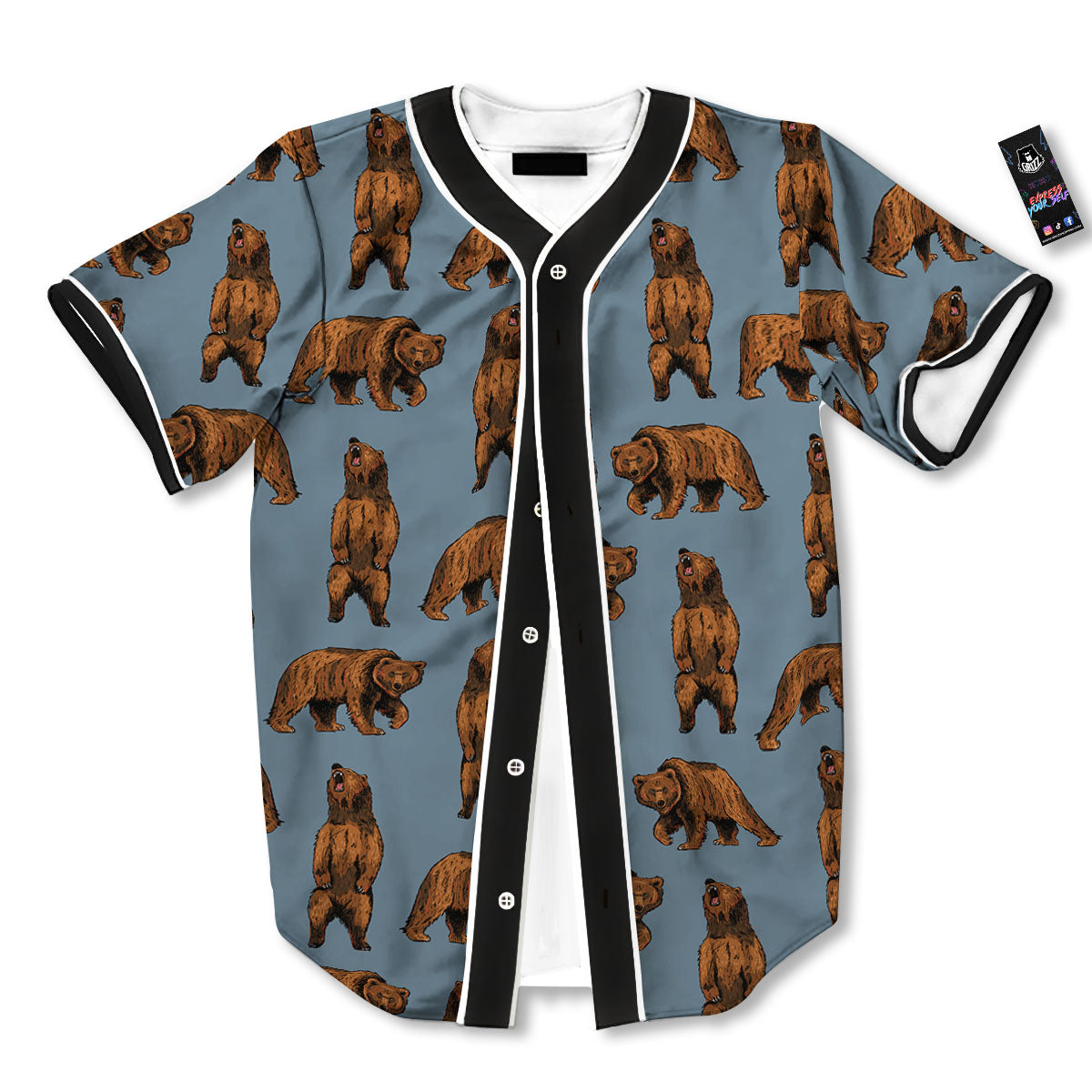 Grizzly Bear Print Pattern Baseball Jersey-grizzshop