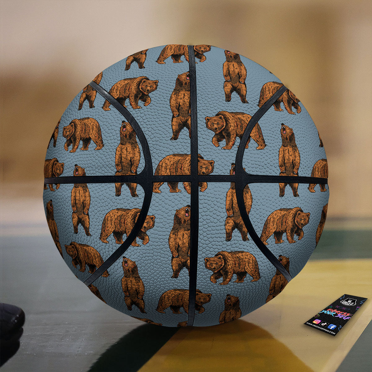 Grizzly Bear Print Pattern Basketball-grizzshop