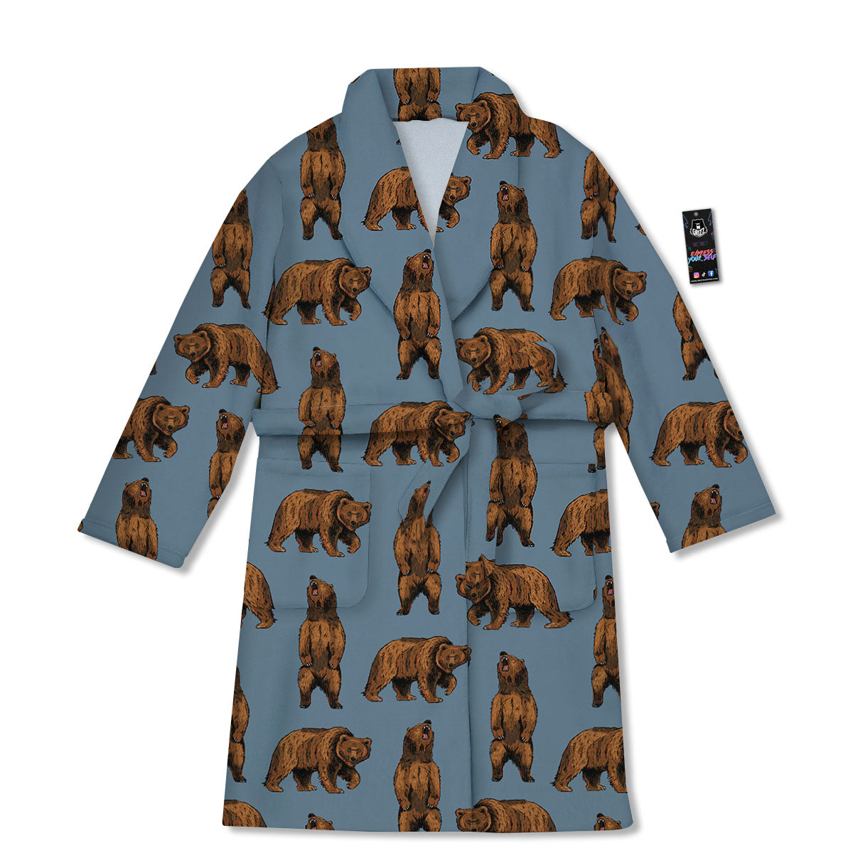 Grizzly Bear Print Pattern Bathrobe-grizzshop