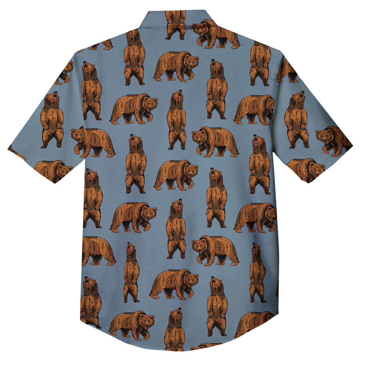 Grizzly Bear Print Pattern Button Up Shirt-grizzshop