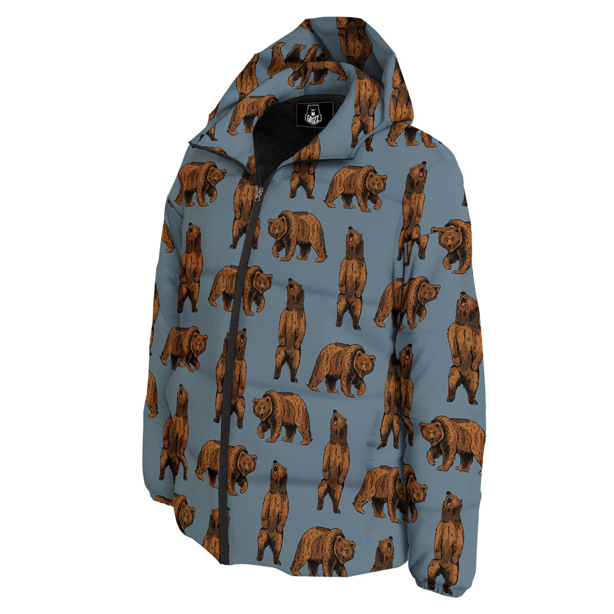Grizzly Bear Print Pattern Down Jacket-grizzshop