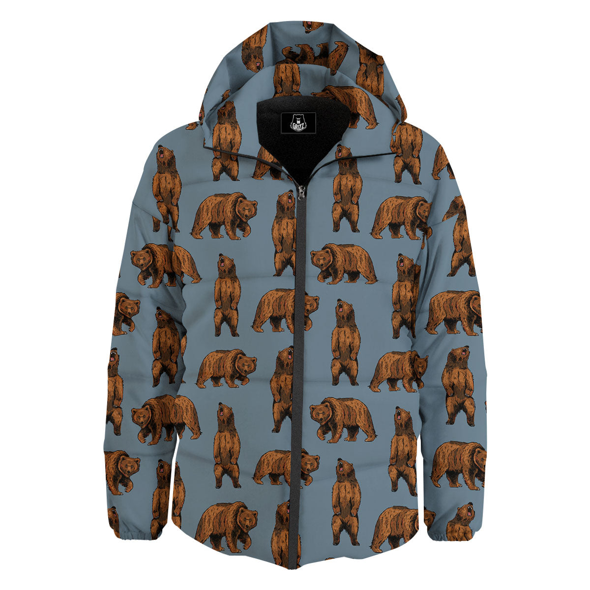 Grizzly Bear Print Pattern Down Jacket-grizzshop