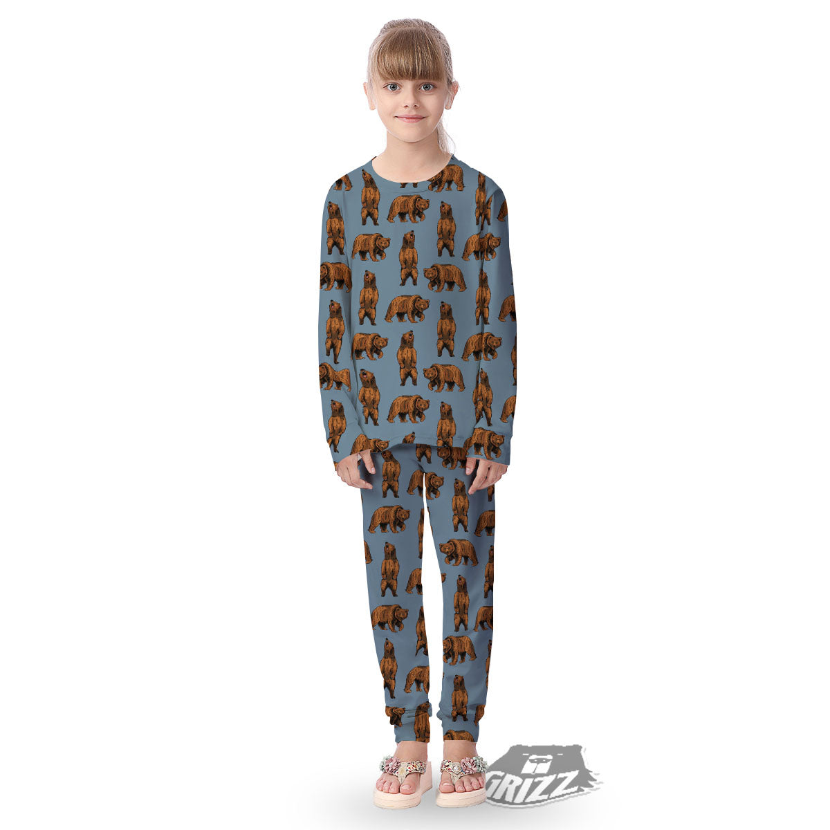 Grizzly Bear Print Pattern Kid's Pajamas-grizzshop