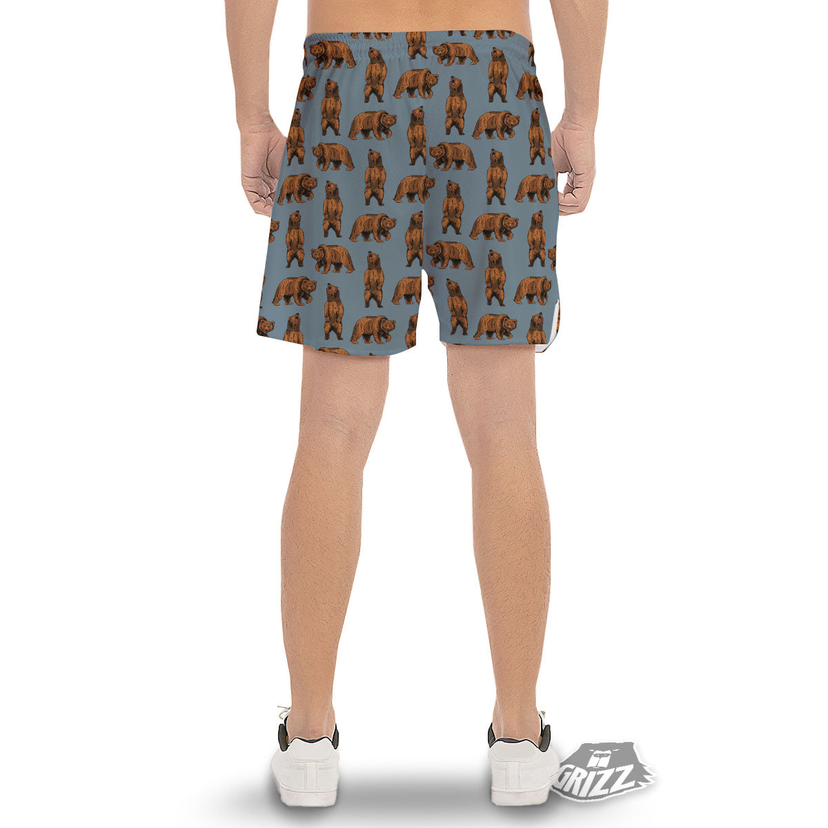 Grizzly Bear Print Pattern Men's Gym Shorts-grizzshop