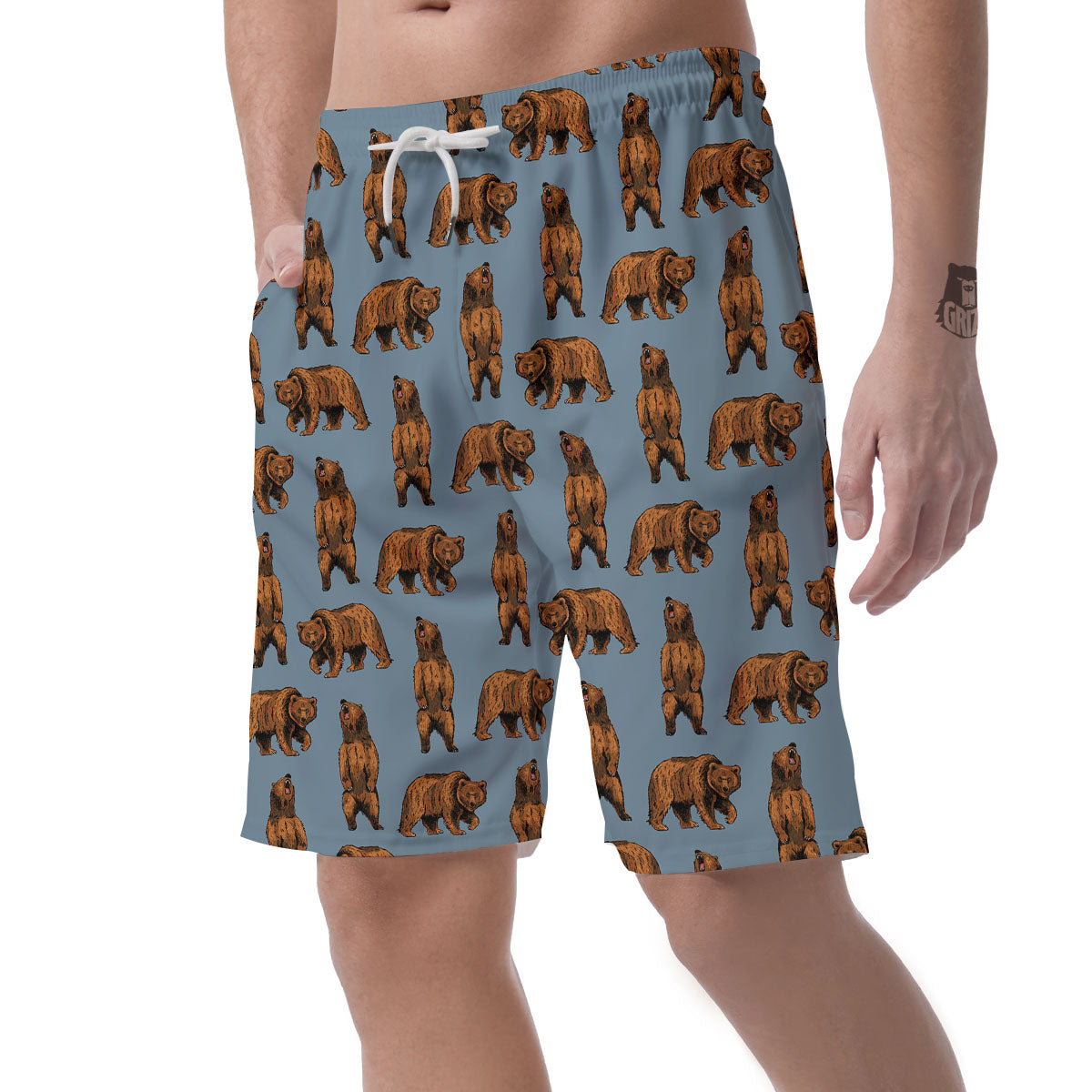 Grizzly Bear Print Pattern Men's Shorts-grizzshop